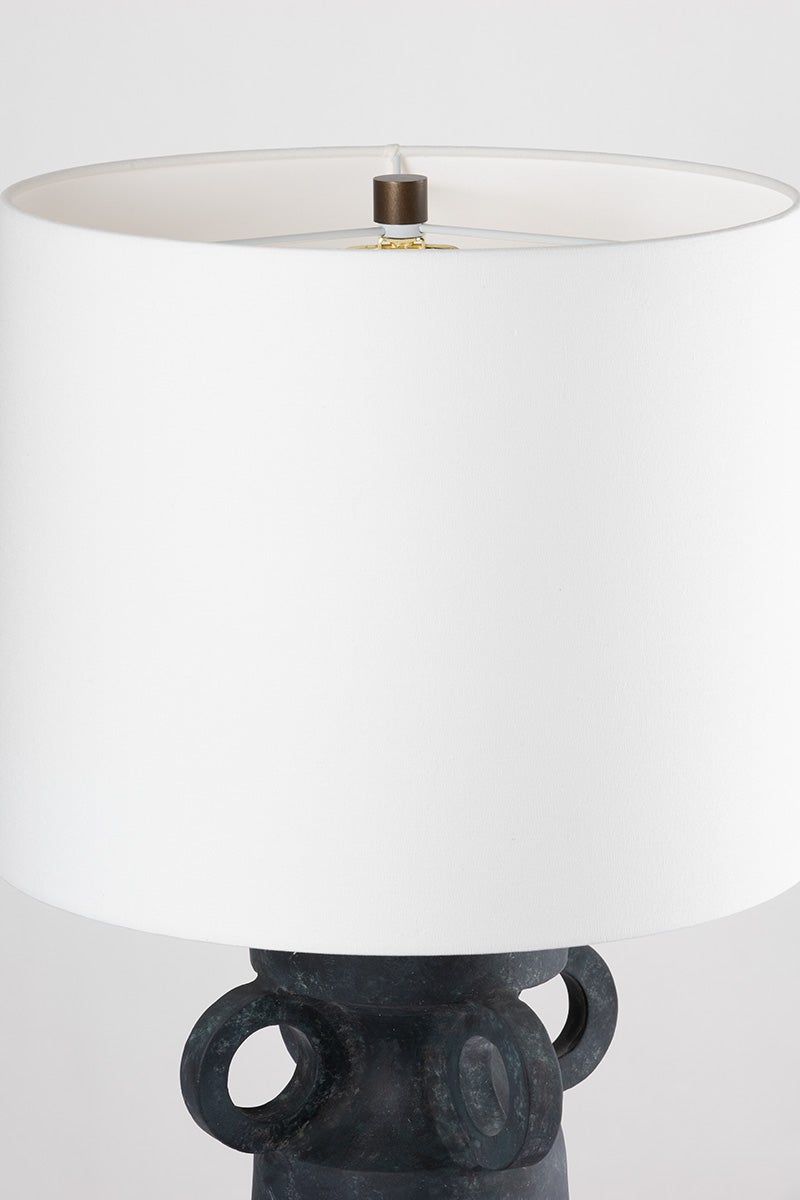 Troy Lighting-Santa Cruz Table Lamp with Black Ceramic Base and White Linen Drum Shade for Modern Elegance