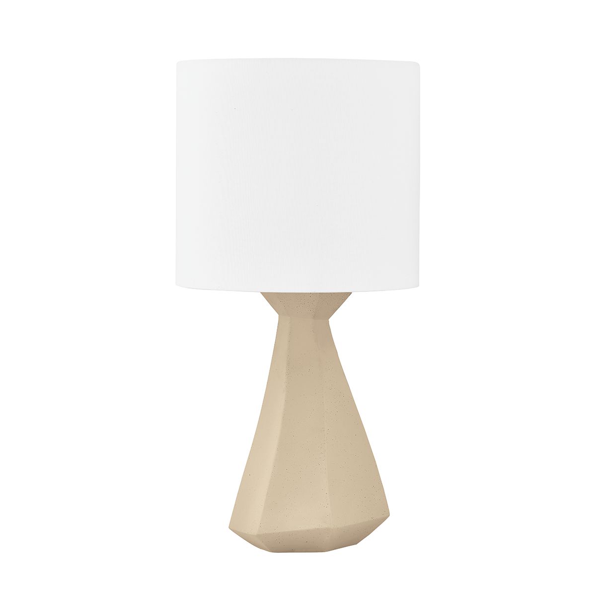 Troy Lighting-Sculptural Oakland Table Lamp in Taupe Concrete with Off-White Linen Shade