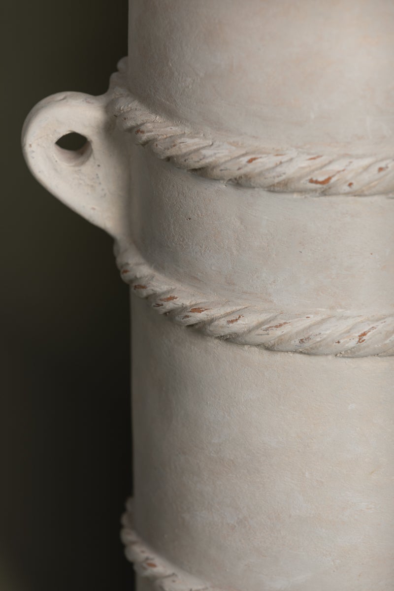 Troy Lighting-Siena Table Lamp With Terracotta Base, Rope Sculpting, Whitewash Finish, And Linen Drum Shade