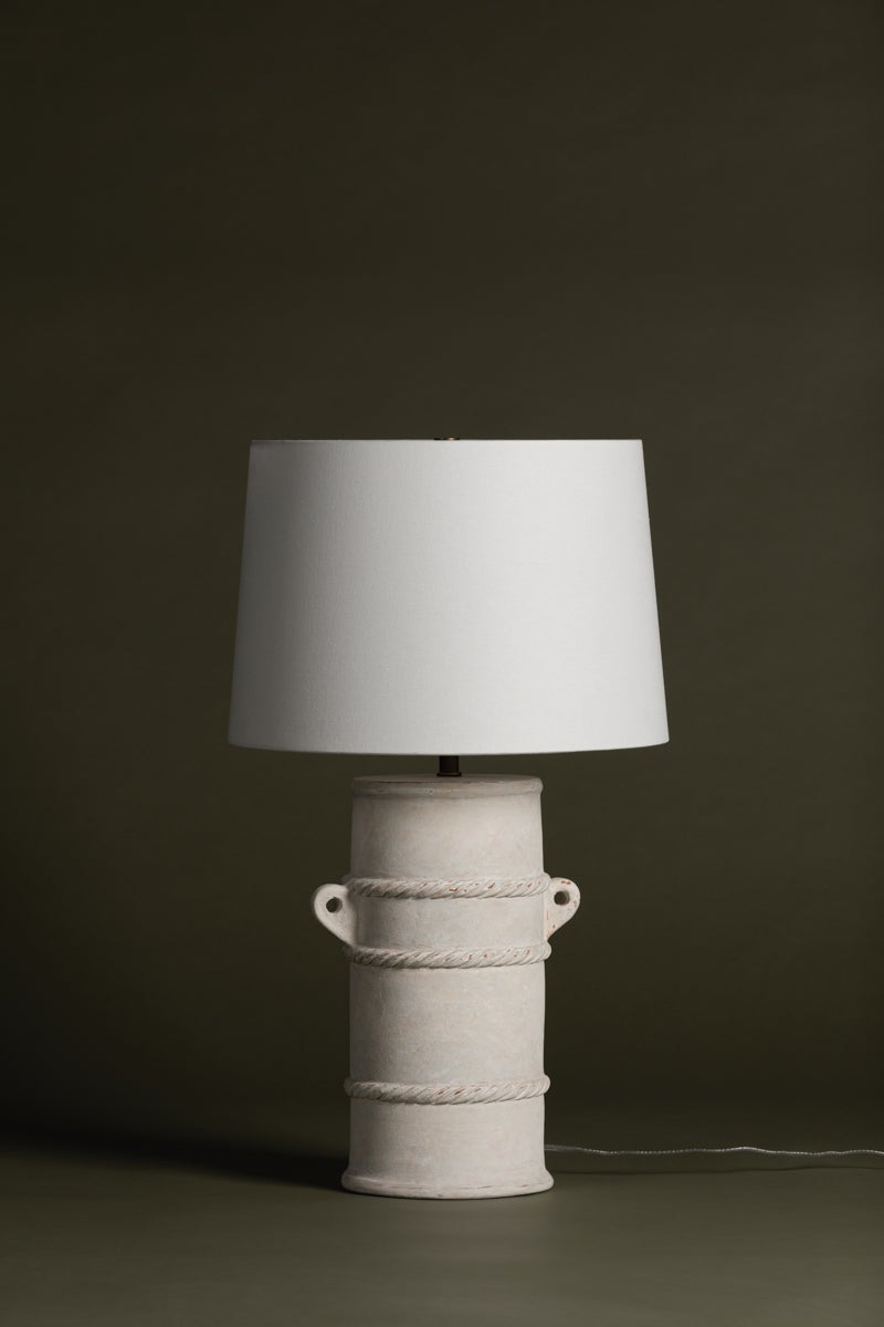 Troy Lighting-Siena Table Lamp With Terracotta Base, Rope Sculpting, Whitewash Finish, And Linen Drum Shade