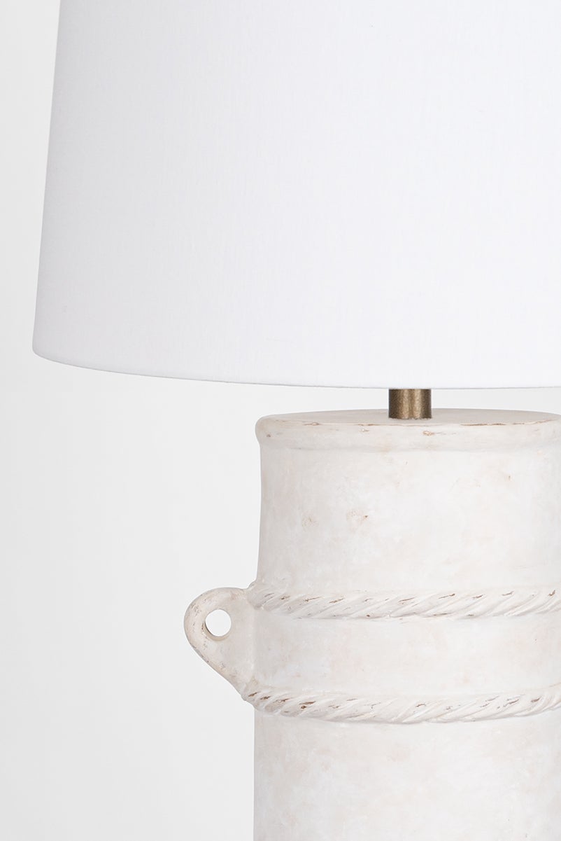 Troy Lighting-Siena Table Lamp With Terracotta Base, Rope Sculpting, Whitewash Finish, And Linen Drum Shade