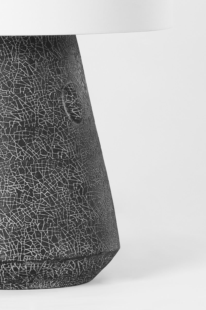 Troy Lighting-Silas Table Lamp with Sculptural Black Raku Ceramic Base and Intricate Textured Design