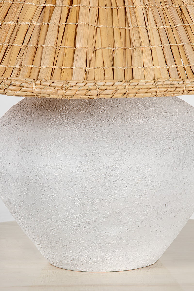 Troy Lighting Solon Table Lamp with Unique Ceramic Base and Woven Grass Shade for Natural Texture and Style