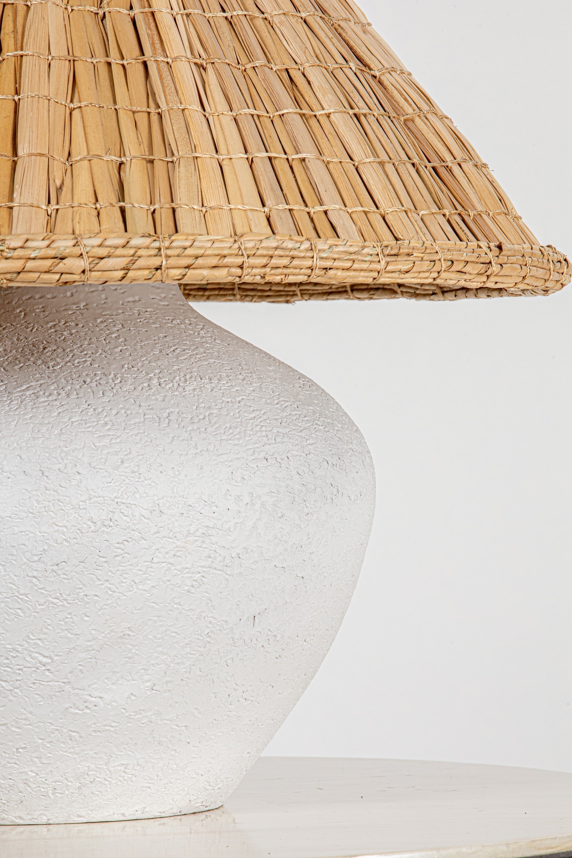 Troy Lighting Solon Table Lamp with Unique Ceramic Base and Woven Grass Shade for Natural Texture and Style