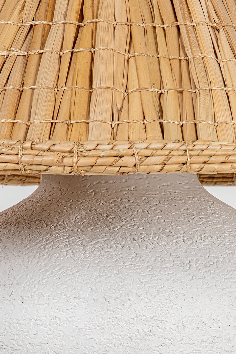 Troy Lighting Solon Table Lamp with Unique Ceramic Base and Woven Grass Shade for Natural Texture and Style