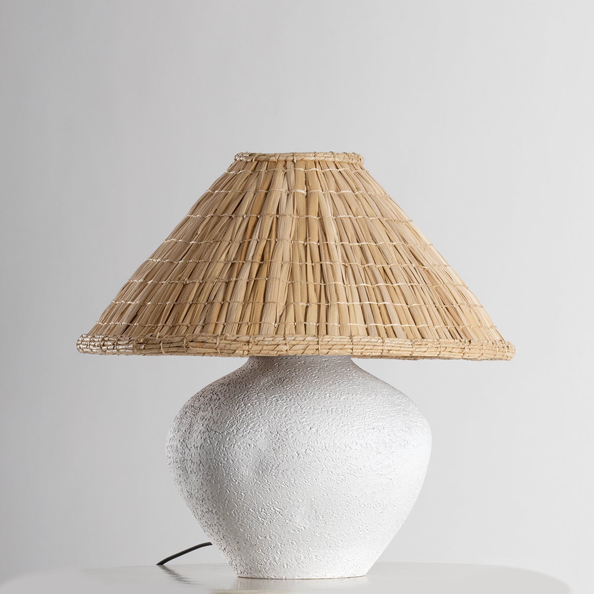 Troy Lighting Solon Table Lamp with Unique Ceramic Base and Woven Grass Shade for Natural Texture and Style