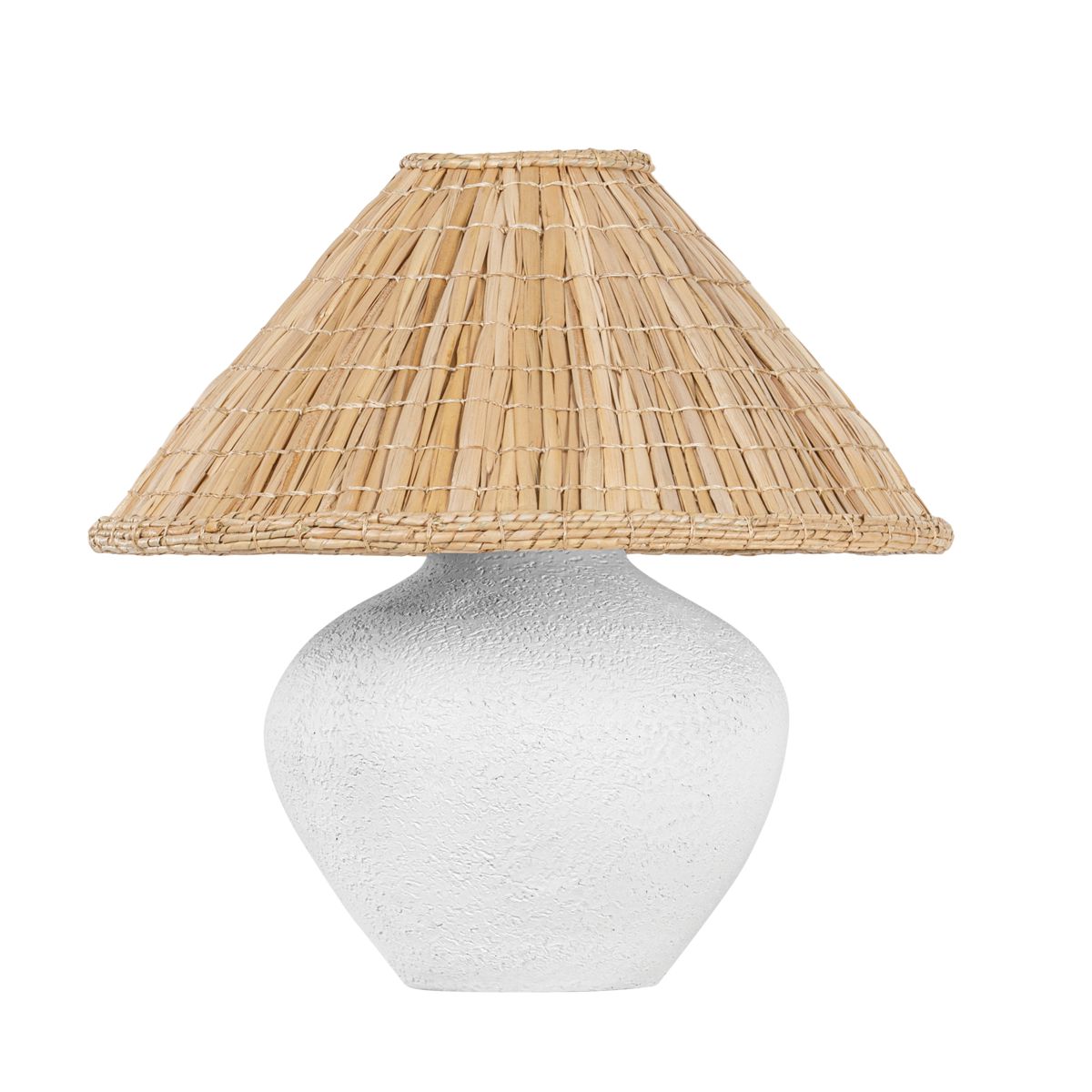 Troy Lighting Solon Table Lamp with Unique Ceramic Base and Woven Grass Shade for Natural Texture and Style