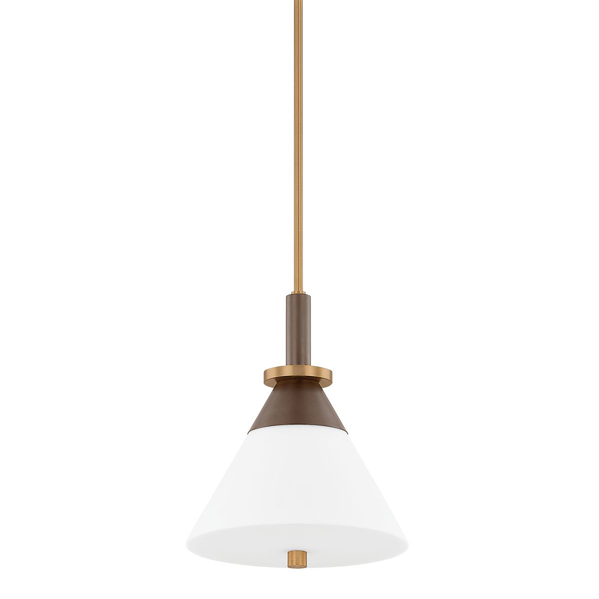 Troy Lighting Staton 1-Light Pendant With White Opal Matte Glass Shade And Industrial Bronze Accents