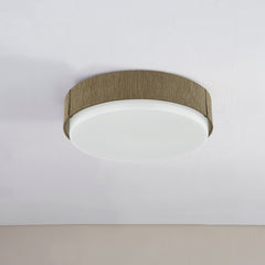 Troy Lighting Zane Ceiling Light with Opal Glass Shade and Grass Cloth Accents in Patina Brass Finish