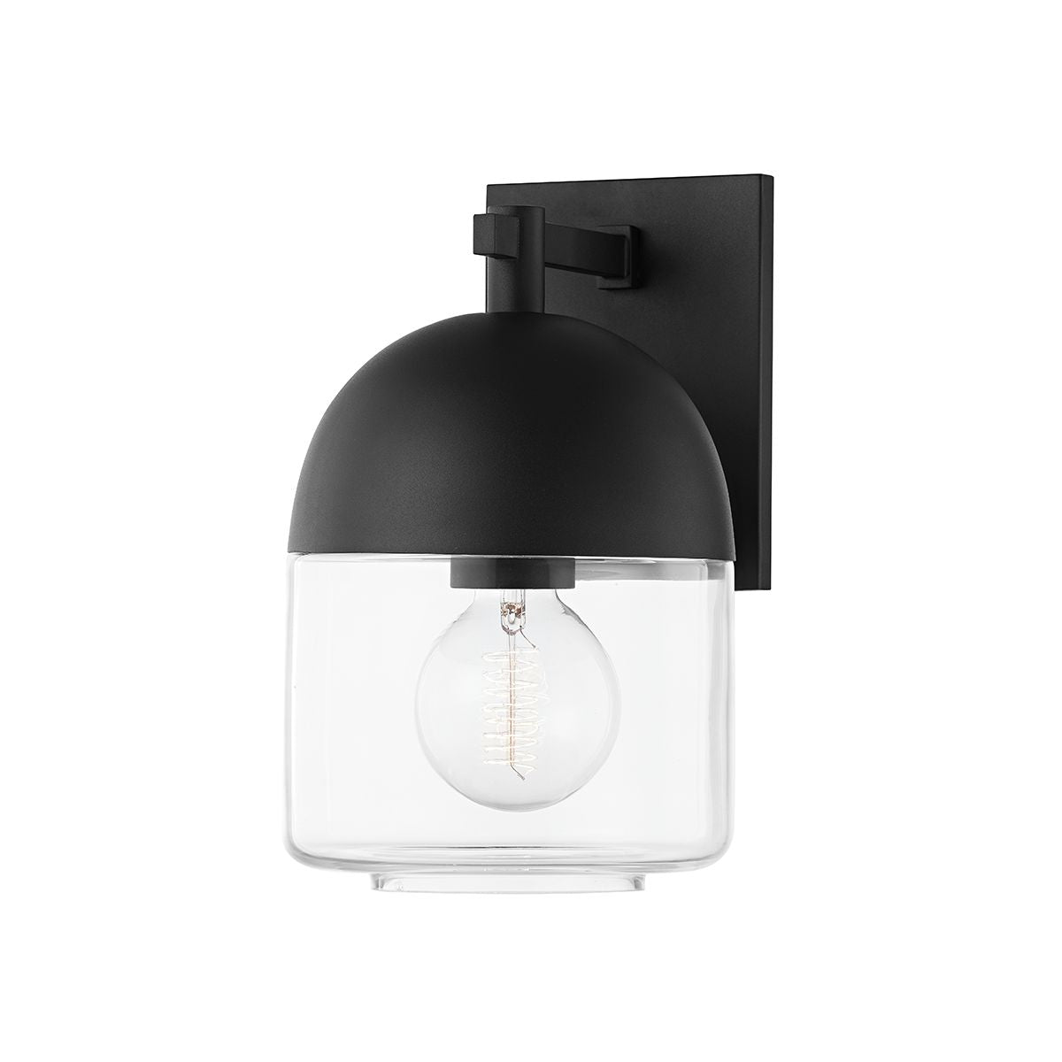 Troy Lighting Zephyr Outdoor Wall Sconce With Clear Glass Shade in Textured Black Metal Frame