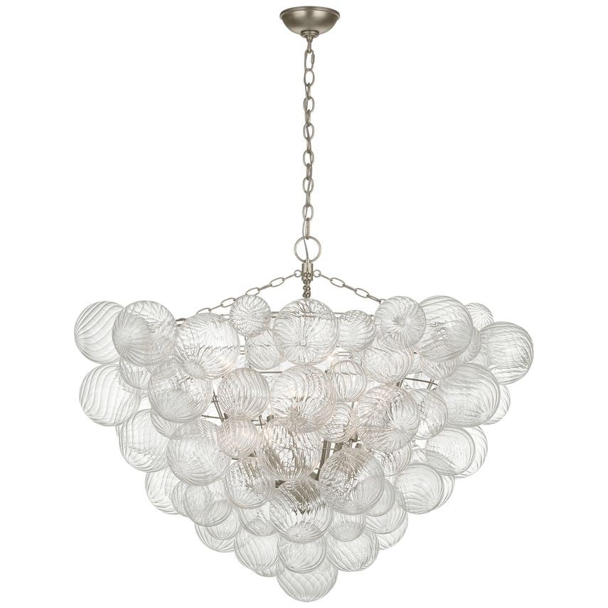 Visual Comfort Artisanal Talia 46" Chandelier with Swirled Glass Orbs and Metal Baskets for Whimsical Elegance