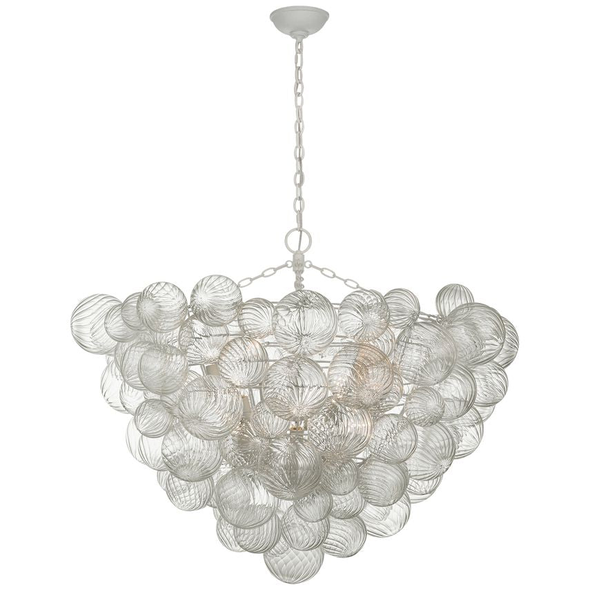 Visual Comfort Artisanal Talia 46" Chandelier with Swirled Glass Orbs and Metal Baskets for Whimsical Elegance