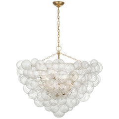 Visual Comfort Artisanal Talia 46" Chandelier with Swirled Glass Orbs and Metal Baskets for Whimsical Elegance