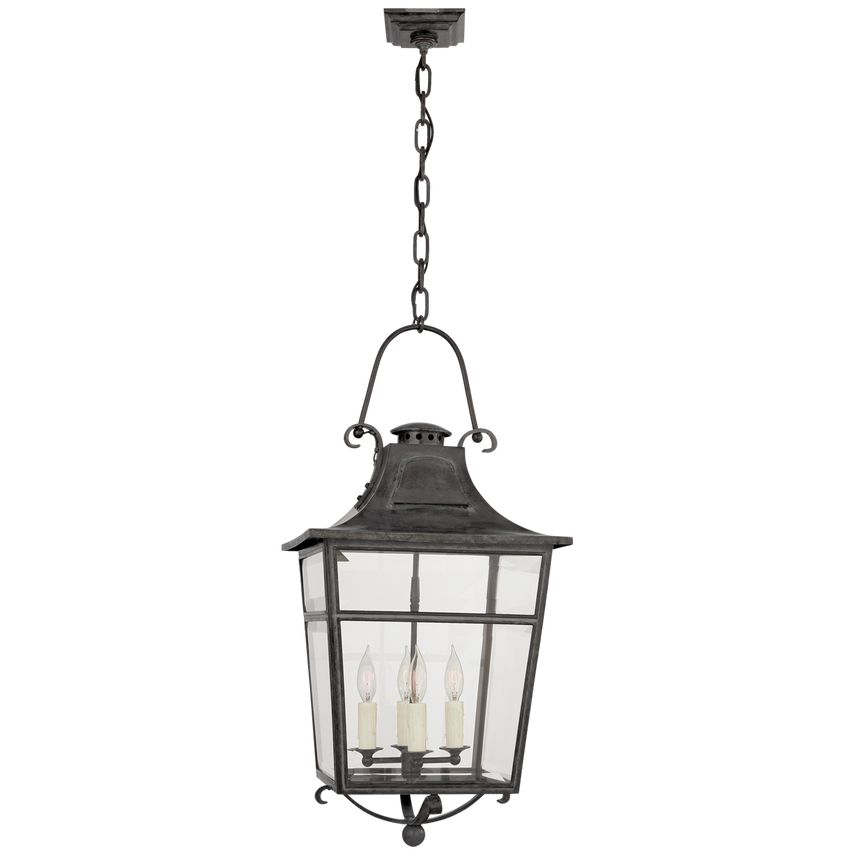 Visual Comfort-Carrington Small Lantern – Vintage London Design, Weathered Verdigris, Beveled Glass Panels