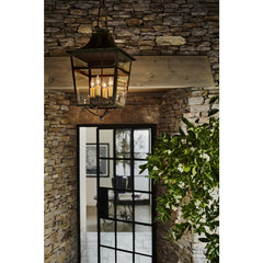 Visual Comfort-Carrington Small Lantern – Vintage London Design, Weathered Verdigris, Beveled Glass Panels