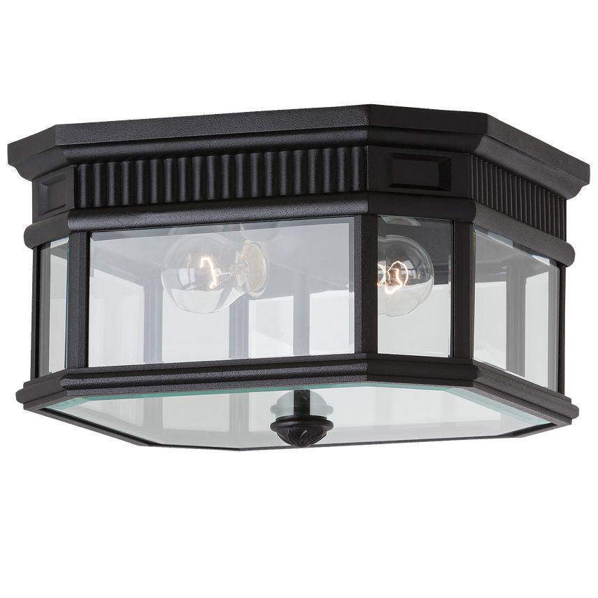 Visual Comfort Cotswold Lane Flush Mount OL5413 Antique Gas Lantern Design with Beveled Glass and Dentil Molding