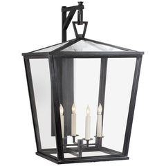 Visual Comfort Darlana Large Bracket Lantern, All-Weather Brass Frame, Candelabra-Style Fixture, Bronze and Gunmetal Finish