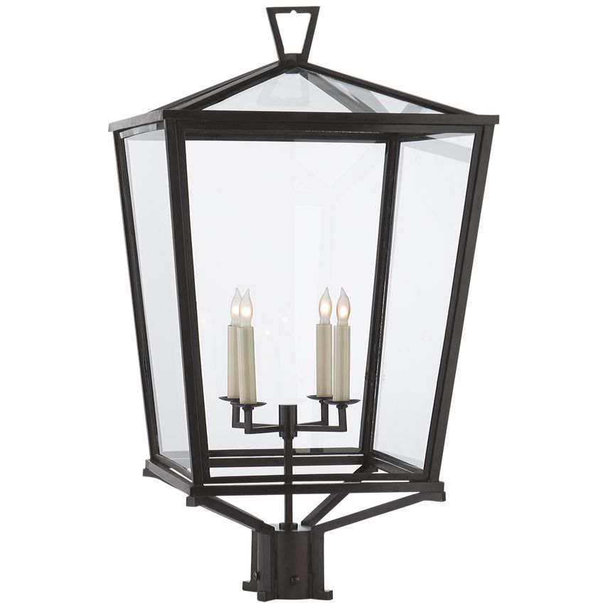 Visual Comfort Darlana Outdoor Post Light - Stylish Candelabra Fixture in Bronze and Gunmetal with Glass Shade