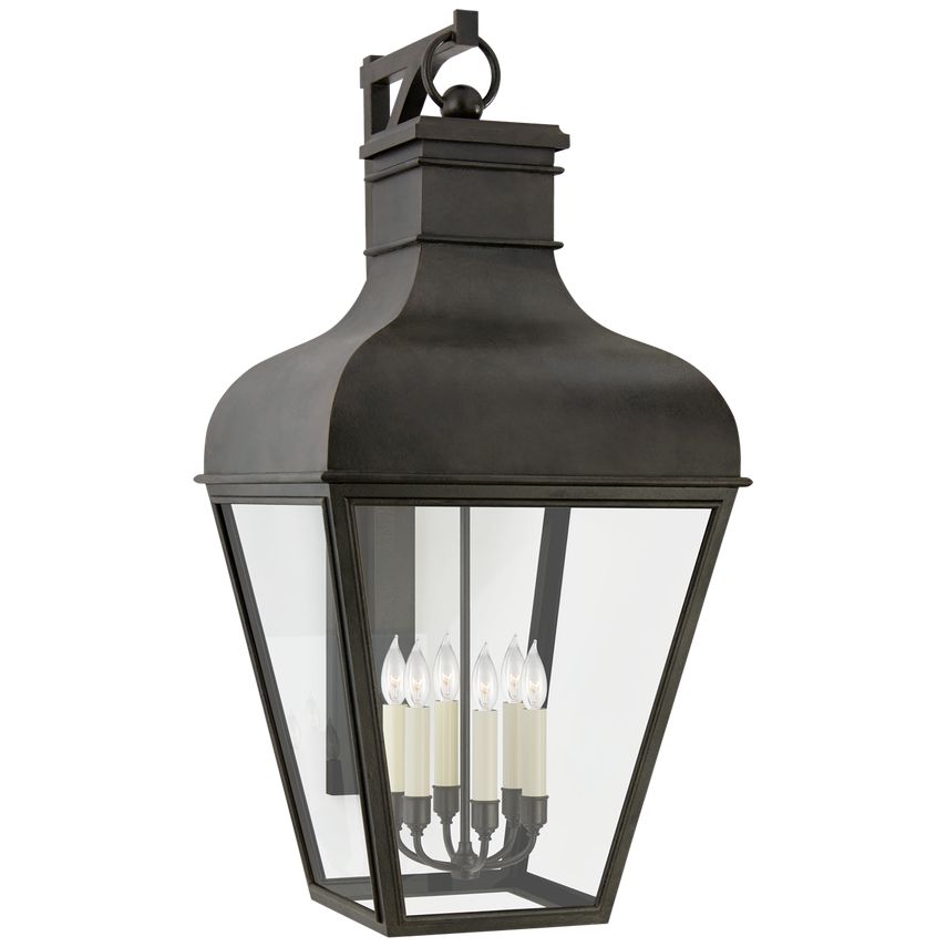 Visual Comfort-Fremont Grande Vintage-Inspired Bracketed Wall Lantern with Clear Glass and Candelabra Light Design