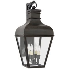 Visual Comfort-Fremont Vintage-Inspired Small Bracketed Wall Lantern with Clear Glass Panes and Candelabra Lamps