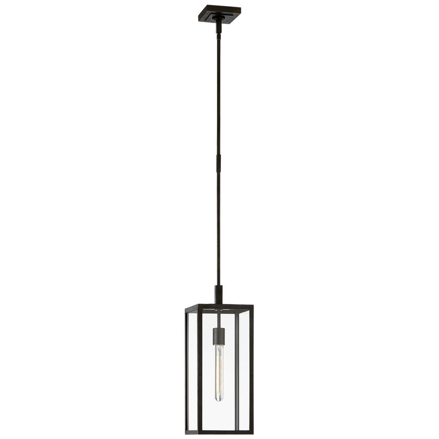 Visual Comfort-Fresno Small Hanging Lantern with Prism-Shaped Metal Frame and Elegant Glass Panes