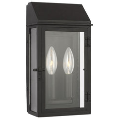 Visual Comfort-Hingham 2-Light Small Outdoor Wall Lantern with Clear Glass and Textured Black Finish