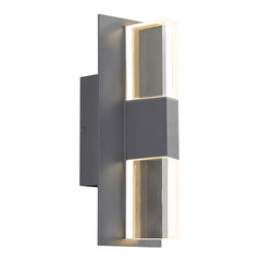 Visual Comfort Lyft 12" Modern Outdoor Wall Sconce With Clear & Sand-Blasted Acrylic Lens, Surge Protection