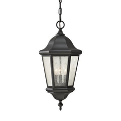 Visual Comfort Martinsville 3-Light Outdoor Pendant Lantern, Victorian Design with Clear Seeded Glass Panels