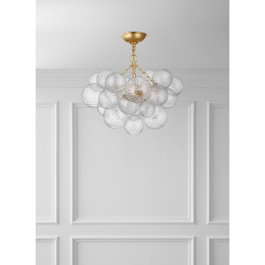 Visual Comfort-Talia 24" Semi-Flush Mount Light Fixture with Artisanal Swirled Glass Orbs and Metal Baskets