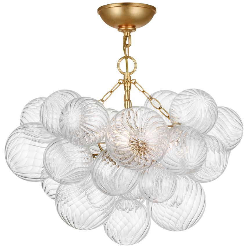 Visual Comfort-Talia 24" Semi-Flush Mount Light Fixture with Artisanal Swirled Glass Orbs and Metal Baskets