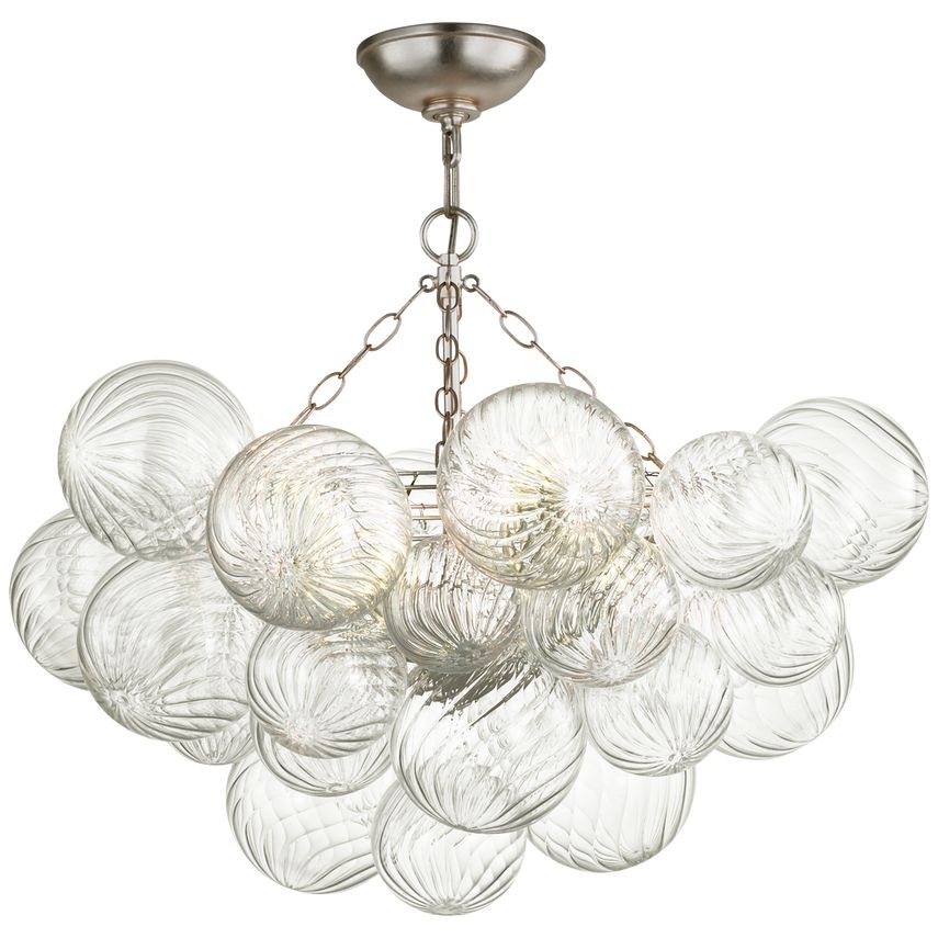 Visual Comfort-Talia 29" Semi-Flush Mount Light Fixture with Artisanal Glass Orbs and Metal Baskets