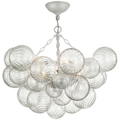 Visual Comfort-Talia 29" Semi-Flush Mount Light Fixture with Artisanal Glass Orbs and Metal Baskets