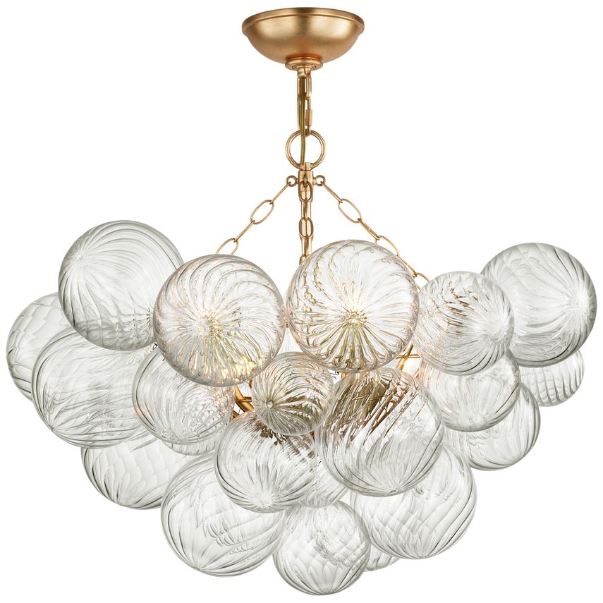 Visual Comfort-Talia 29" Semi-Flush Mount Light Fixture with Artisanal Glass Orbs and Metal Baskets