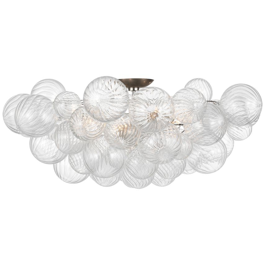 Visual Comfort Talia 38" Artisanal Glass Flush Mount Light Fixture with Swirled Orbs and Metal Baskets