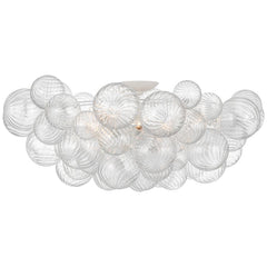 Visual Comfort Talia 38" Artisanal Glass Flush Mount Light Fixture with Swirled Orbs and Metal Baskets