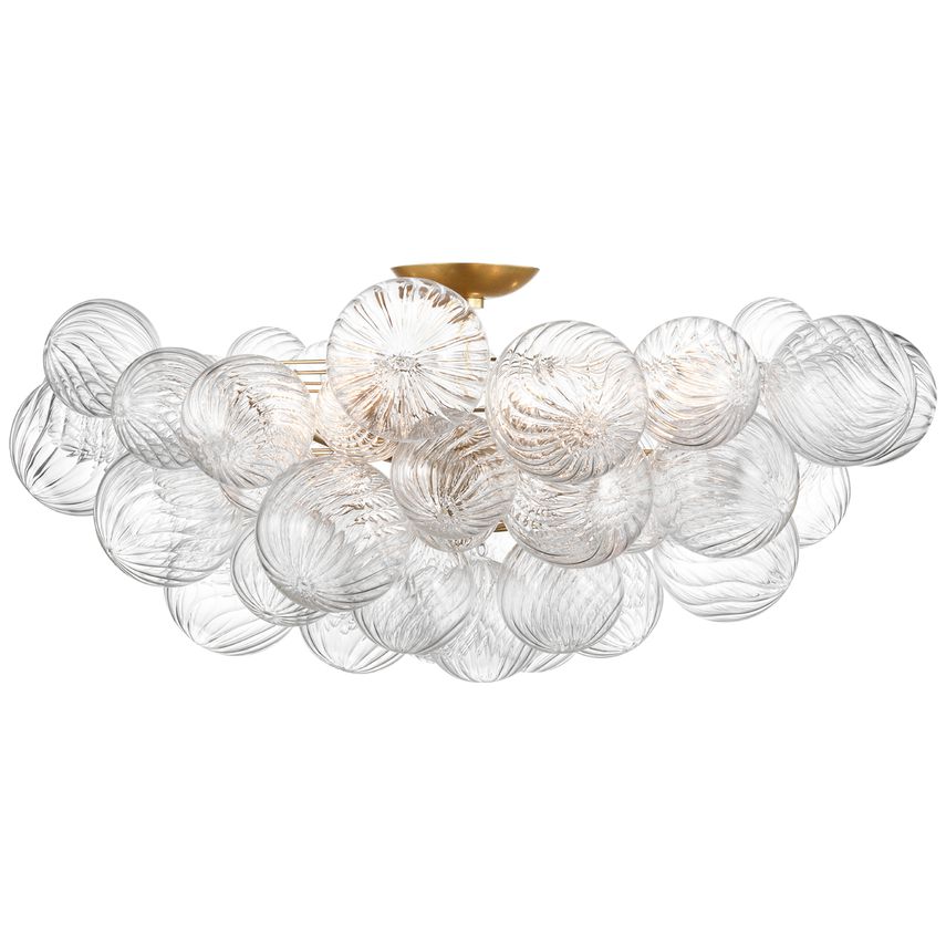 Visual Comfort Talia 38" Artisanal Glass Flush Mount Light Fixture with Swirled Orbs and Metal Baskets