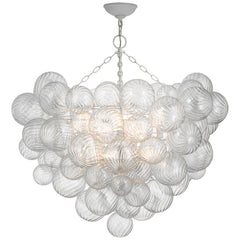 Visual Comfort Talia 38" Semi-Flush Mount Light Fixture with Artisanal Swirled Glass Orbs and Metal Baskets