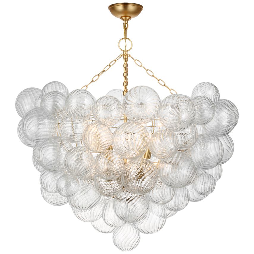 Visual Comfort Talia 38" Semi-Flush Mount Light Fixture with Artisanal Swirled Glass Orbs and Metal Baskets