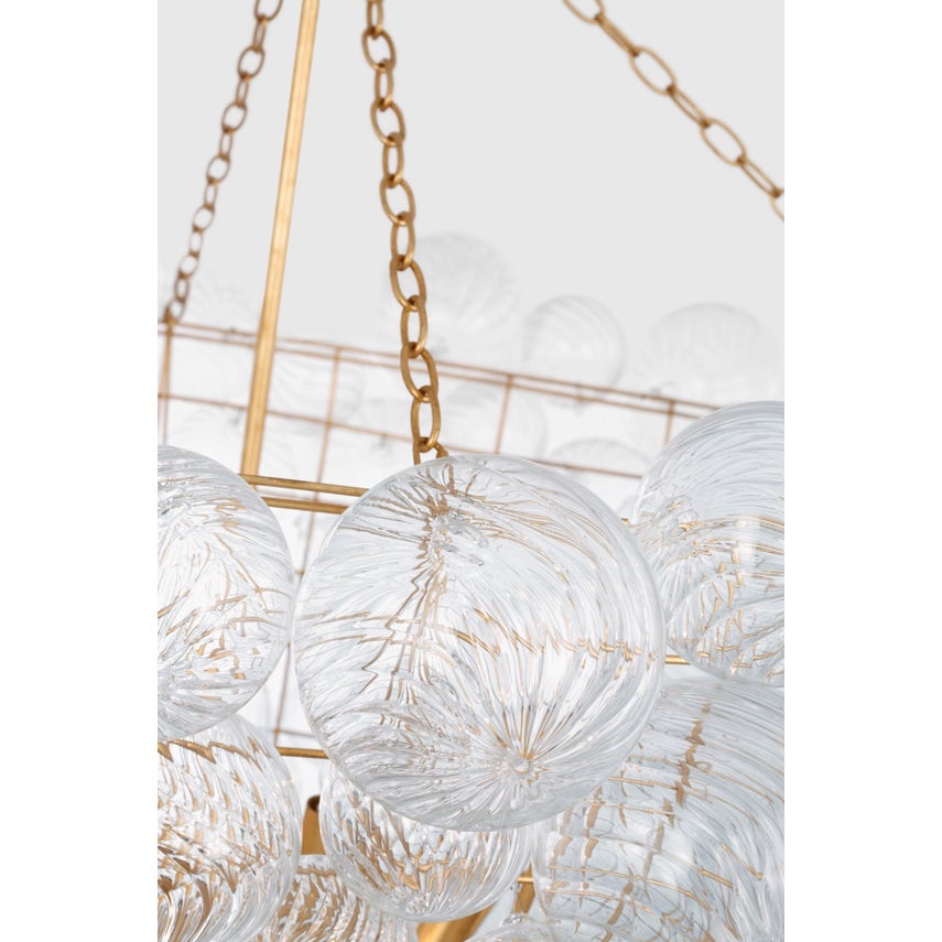 Visual Comfort Talia 56-Inch Chandelier With Artisanal Swirled Glass Orbs And Metal Baskets For Whimsical Elegance