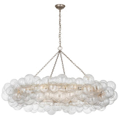 Visual Comfort Talia 63" Artisanal Glass Ring Chandelier with Whimsical Swirled Orbs and Metal Baskets