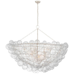 Visual Comfort Talia 66" Artisanal Glass Chandelier with Swirled Orbs and Metal Baskets for Whimsical Illumination