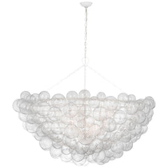 Visual Comfort Talia 66" Artisanal Glass Chandelier with Swirled Orbs and Metal Baskets for Whimsical Illumination