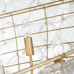 Visual Comfort Talia 66" Artisanal Glass Chandelier with Swirled Orbs and Metal Baskets for Whimsical Illumination