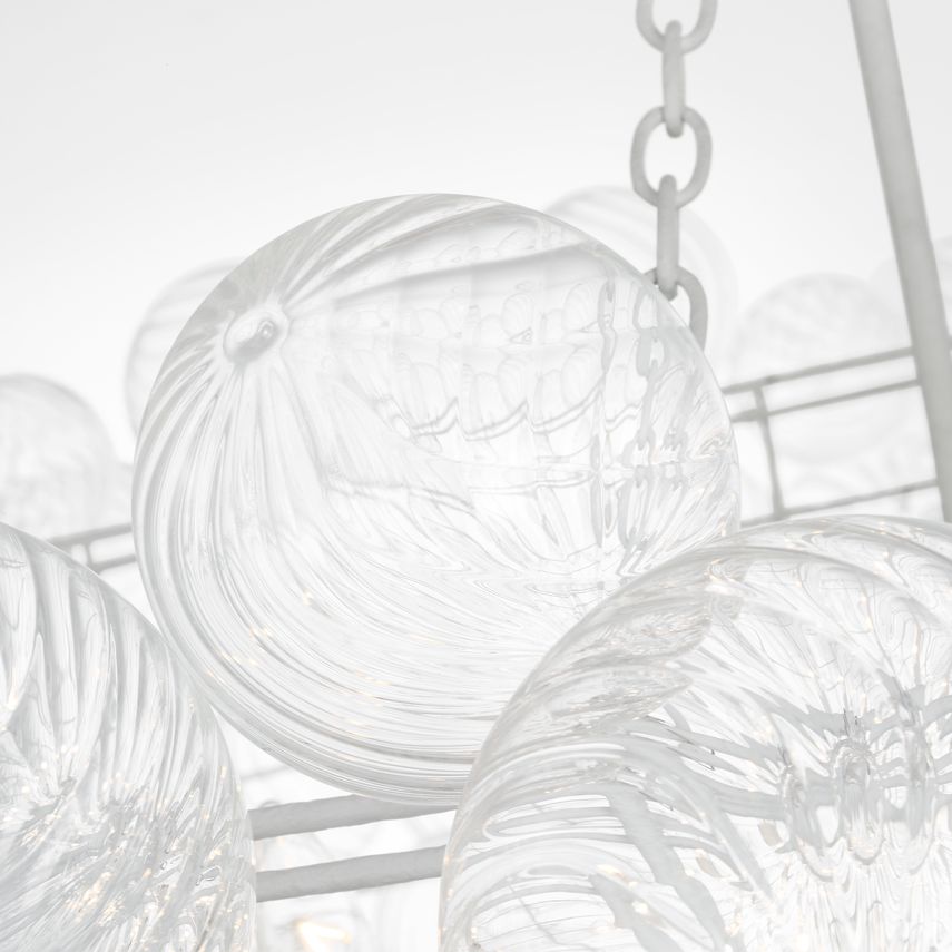 Visual Comfort Talia 66" Artisanal Glass Chandelier with Swirled Orbs and Metal Baskets for Whimsical Illumination