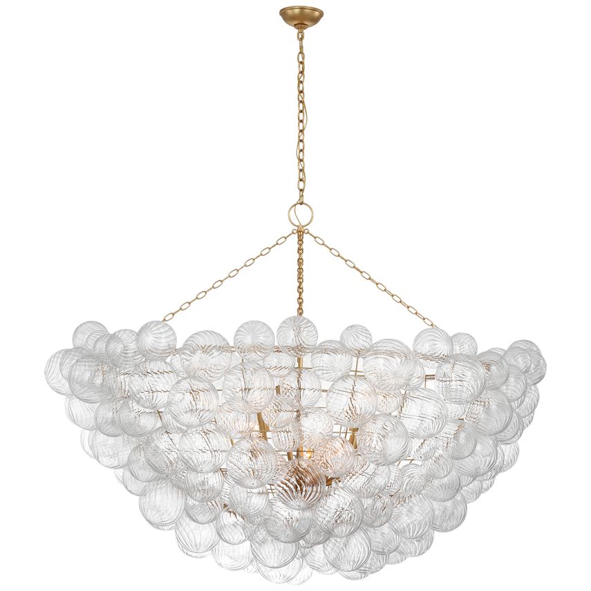 Visual Comfort Talia 66" Artisanal Glass Chandelier with Swirled Orbs and Metal Baskets for Whimsical Illumination