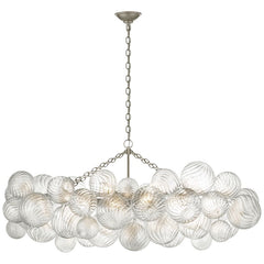 Visual Comfort Talia 8-Light Medium Linear Chandelier with Swirled Glass Orbs and Metal Baskets