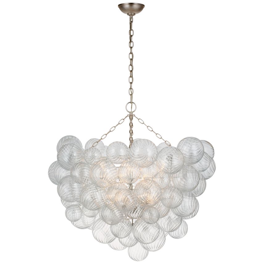 Visual Comfort Talia Grande Chandelier - Artisanal Swirled Glass Orbs in Metal Baskets for a Whimsical Look