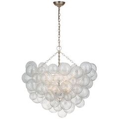 Visual Comfort Talia Grande Chandelier - Artisanal Swirled Glass Orbs in Metal Baskets for a Whimsical Look