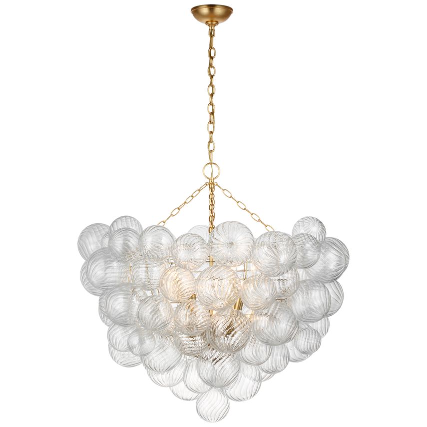 Visual Comfort Talia Grande Chandelier - Artisanal Swirled Glass Orbs in Metal Baskets for a Whimsical Look