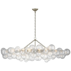 Visual Comfort Talia Large Linear Chandelier With Artisanal Swirled Glass Orbs And Elegant Metal Baskets